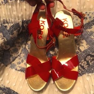 Micheal Kors Red Patent Wedges